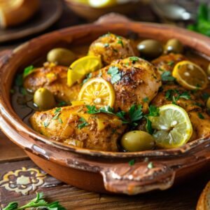 Moroccan Chicken Tagine with Preserved Lemon & Olives serve