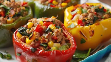 Turkey Spinach Stuffed Peppers