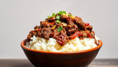 Korean Ground Beef and Rice Bowl