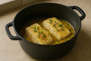 Baked cod with saffron lemon sauce — preparation step 8