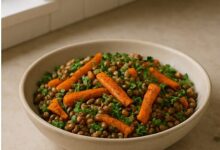 Moroccan lentil and roasted carrot salad — finished dish