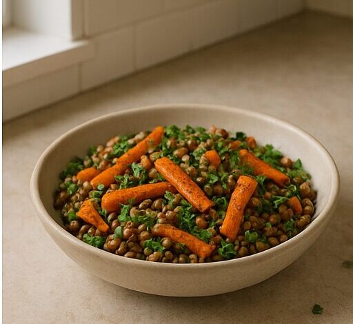 Moroccan lentil and roasted carrot salad — finished dish